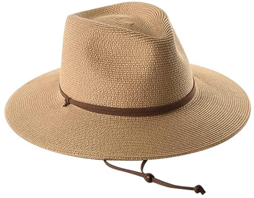 MLPKOI Femme Homme Chapeau de Paille Panama, Chapeaus de Soleil pour Hommes et Femmes Chapeaus de Paille Ajustable, Chapeau de Soleil en avec Large Bord surdimensionné
