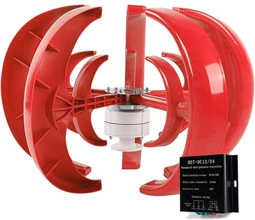 Genérico Aerogenerador de Eje Vertical de 1000 W, levitación magnética de 12 V/24 V, energía eólica eficiente para Uso doméstico y marítimo, Color Rojo, solución energética ecológica.