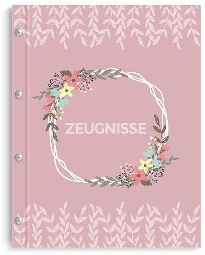 SKYDUE Zeugnismappe Mit Buchschrauben – Erweiterbar Urkundenmappe DIN A4 -Zeugnismappe A4 Mit 20 Hüllen Für Schule,Arbeitswelt,Familie(Rosa)