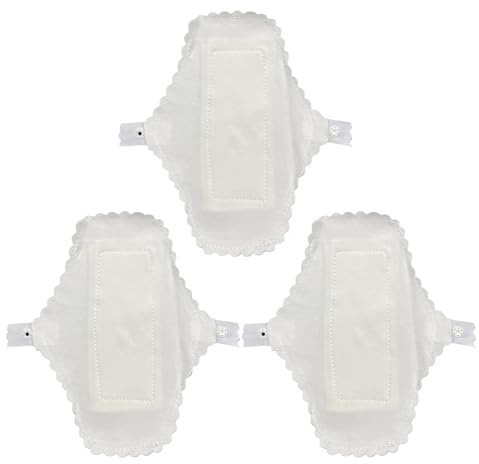 Pack Waschbare Menstruationsbinden aus Baumwolle für Frauen | Weiß, Wasserfeste Baumwollausführung, 3 Stück, Geeignet für Schwangerschaft und Wochenbett