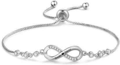 Amsgedhie Personalisierte Infinity Paararmbänder mit Namen, Herren Damen Armband mit Gravur Verstellbar, Geschenke zum Jahrestag, Valentinstag, Weihnachten für Freund Freundin