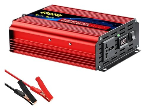 Transformateur Convertisseur Puissance À Onde Sinusoïdale 1600W/10000W 12V/24V CC vers 220V/110V CA Tension 50/60Hz Transformateur Solaire Voiture avec Écran LED(12V50HZ,4000W)