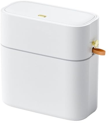 Homeponnew Pattumiera senza contatto con pedale, 10 l, con chiusura automatica, color crema o bianco, per cucina, bagno e soggiorno, 10 l, bianco