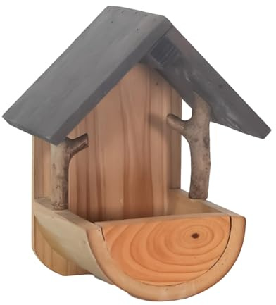 Mangiatoia per uccelli per esterni, montaggio a parete, in legno, resistente alle intemperie, stazione di alimentazione per uccelli, per visualizzare fringuelli, patio, giardino, casa