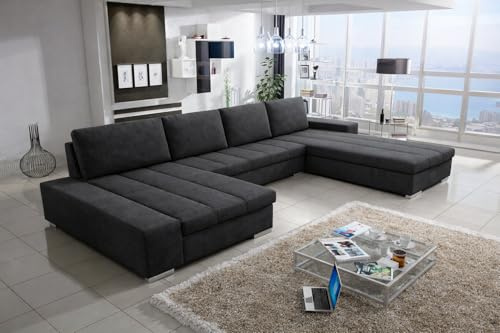 Wohnideebilder Wohnlandschaft Ecksofa Verona U-Form Sofa, 387 cm Breite, Sammt Material, mit Schlaffunktion und Bettkasten, Krono 34 Rechts