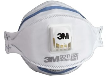 3M Aura Particulate Disposable Respirator 9211+ with Cool Flow Valve, N95, NIOSH APPROVED, Smoke, Grinding, Sanding, Sawing, Sweeping, Woodworking, Dust, 10/Pack