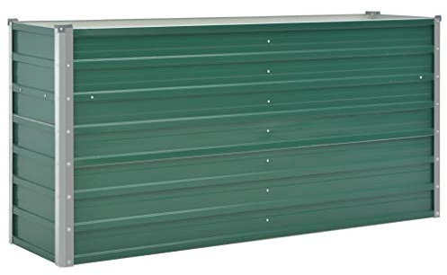 yorten Hochbeet Gartenpflanzen Gartenbeet Verzinkter Stahl 160 x 40 x 77 cm Grün, für Balkone oder Terrassen Dekorieren Möchten
