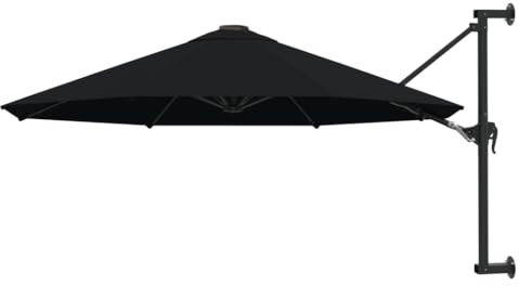 vidaXL Sombrilla de Pared con Palo de Metal, Parasol Toldo, Refugio Solar, Paraguas para Playa Jardín Patio Exterior, Negro 300 cm