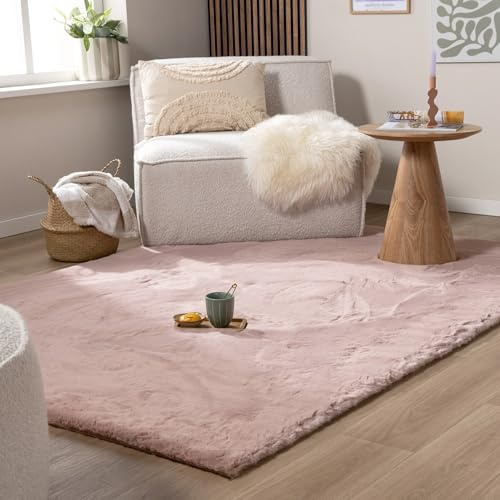 FRAAI | Home & Living Hochflor Teppich - Comfy Supreme Rosa - 160x230 cm - Shaggy, Einfarbig - Modern, Skandinavisch - Wohnzimmer, Esszimmer, Schlafzimmer - Fellteppich