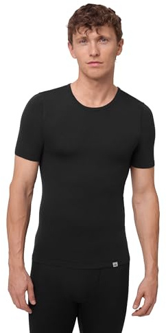 DANISH ENDURANCE Maglietta Termica Uomo Lana Merino, Maglia Termica Manica Corta, per Escursionismo e Sci, Nero, XXXL
