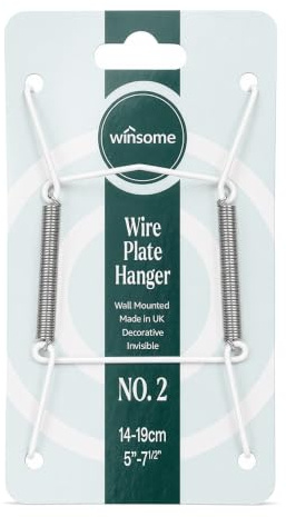 Unsichtbare Telleraufhänger für die Wand, dekorative Geschirrhalter, hängende Drähte, Federhaken, Halterung zum Aufhängen an der Wand (weißer Telleraufhänger) (14 x 19 cm)