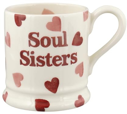 Emma Bridgewater Taza Grande de 1/2 Pinta (300 ml) - Tazas de Ceramica Para Desayuno, Cafe, Capuchino, Café con Leche o Té, Diseños Originales y Bonitos, Mug nas de corazones rosas
