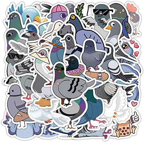 Taube Aufkleber für Laptop (50 PCS),Geschenk für Kinder Jugendliche Erwachsene Jungen,Pigeons Stickers Wasserdicht Vinyl Aufkleber für Scrapbook,Skateboard,Auto,Gepäck