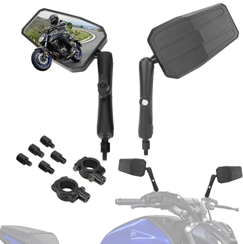 BIUGERCN Retroviseur Moto, Rétroviseurs Moto avec Fixations pour Guidon de 22 mm 7/8 Pouces en Aluminium Universel pour Moto de Route Scooter ATV Quad Dirt Bike Motocross
