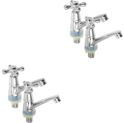 Hembollo Ensemble de 2 Robinets de Lavabo Salle de Bain, Robinets de Lavabo Montés sur Plateau avec Eau Chaude et Froide, Construction en Laiton et Zinc Poli, Installation Facile pour de Sall