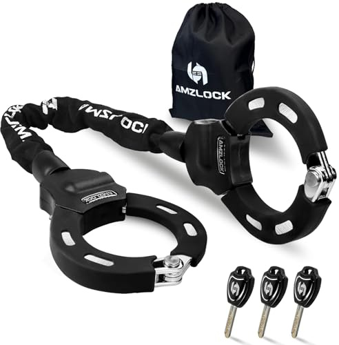 AMZLOCK Cadenas Trotinette Electrique, Antivol Menottes avec Clé et Sac de Rangement, Cadenas Velo pour Trottinette Électrique/Vélo/Moto