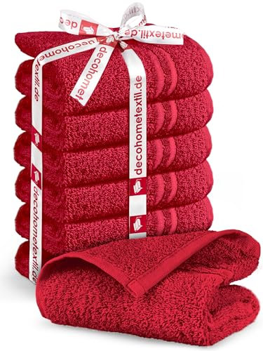 DecoHomeTextil Handtuch-Set 6 Gästetücher 30 x 50 cm in Bordeauxrot aus 100% Baumwolle, hochwertig, kuschelweich und saugstark