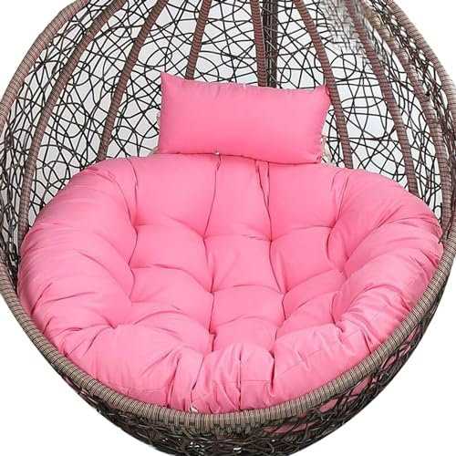 Große Rosa Gesteppte Rattan Schaukel Stuhl für Indoor Outdoor Verwenden Stilvolle Weidenei Hängen Hängematte Korb