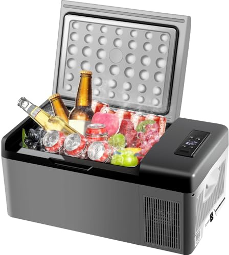 Furvveerr 15L Mini Nevera Pequeñas Portátil Eléctrica Congelador Compresor Refrigerador de Coche 12V Rango de Temperatura - 20 ℃ - 10 ℃,Adecuado para Familias, Campamentos, Autocaravanas, etc.