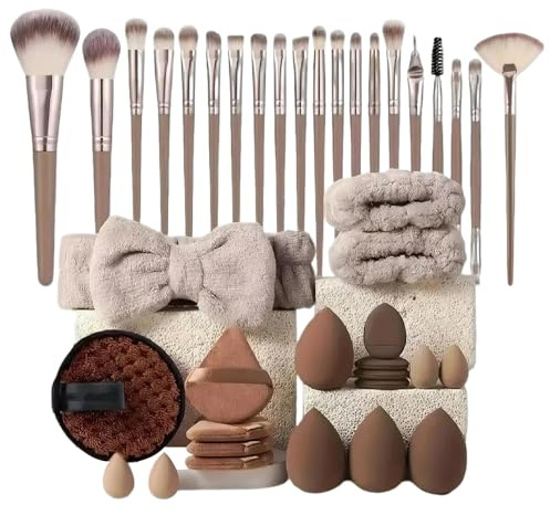 Lot de 40 pinceaux de maquillage et outils de maquillage professionnels pour fond de teint, pinceaux de maquillage professionnels pour débutants, professionnels