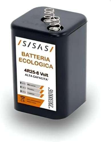 SISAS Batteria 4R25, 6V 7Ah, Alta Capacità per Lampeggiatori da Cantiere, Set 6 Unità
