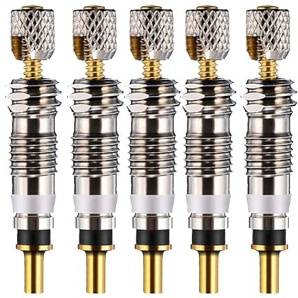 Tidevib 5 Pcs Bicycle Valve Cores for Presta French Valves, Detachable Tire Tyre Pump Accessories, Copper Material, Silver Color