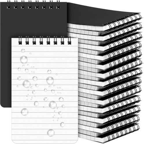 Augacage 48 Pack Waterproof Small Notebook 3x5 inches All Weather Police Pocket Notebook Stone Paper Waterproof Notepad Mini Journals Pocket Notebooks for Office Supplies Outdoor Activities (Black)