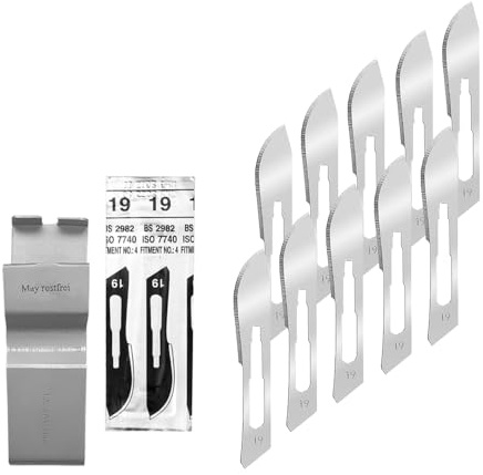May 10 Stück Skalpellklingen Figur 13 aus Karbonstahl für Skalpell-Halter Nr. 4 - Ersatzklingen einzeln steril verpackt | Kompaktes Nachfüllset für DIY und Pflege. Bewahrt lange seine Schärfe.