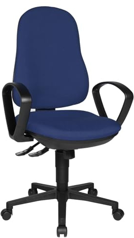Topstar Support SY Bürostuhl, Schreibtischstuhl, inkl. Armlehnen B2(B), Bezugsstoff blau, 55 x 58 x 113 cm | Made in Germany | Ergonomisch | Drehstuhl, Schreibtischstuhl | höhenverstellbar | Geprüfte Sicherheit nach GS-Intertek