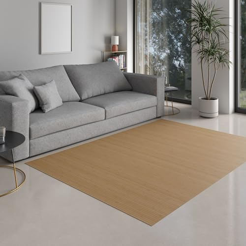 DE-COmmerce Alfombra Bambú Massive, 17mm Endurecido Tiras La Nueva Generación Sin Alfombra Ribeteada Alfombra Salón Cocina Nature, 120x180 cm