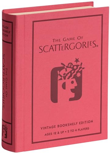 WS Game Company Scattergories Vintage Bookshelf Edition Linen Fabric-Wrapped Book Case with Integrated Storage & 1988 Retro Graphics - Classic Board Game for Family Night, 2-4 Players, Ages 12+