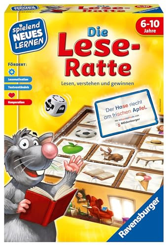 Ravensburger 24956 - Die Lese-Ratte - Spielen und Lernen für Kinder, Lernspiel für Kinder ab 6-10 Jahren, Spielend Neues Lernen für 1-4 Spieler - Geburtstagsgeschenke
