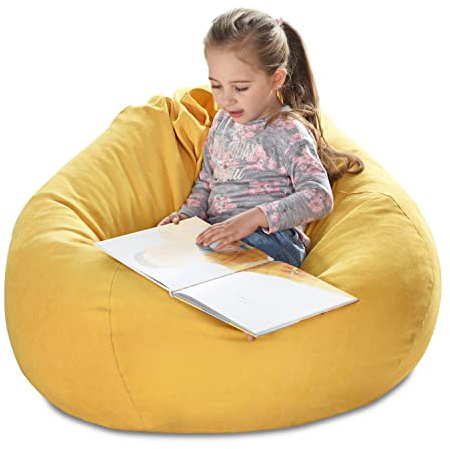 YuppieLife Stuffed Animals Bean Bag Chair Cover Candy-Colored Bean Bag（Just Cover, No filling）/Large Stuff 'n Sit Organization/Toy Storage Bag/Kids Toys Organizer（38'',Ginger）