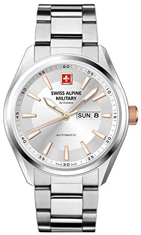 swiss alpine military by Grovana Herrenuhr mit Edelstahlband ETA 2836-2 Automatik Saphirglas 10 ATM DayDate 7090.2128SAM