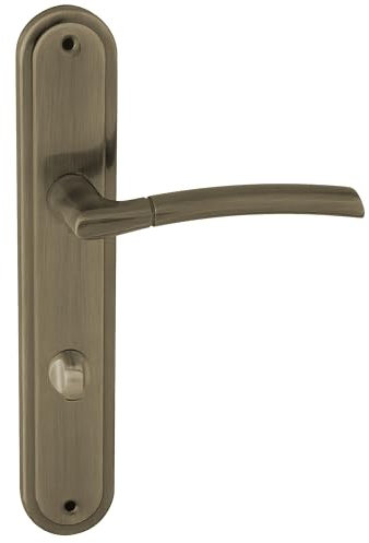 domino Türgriff 78 Drückergarnitur WC - Badezimmer Set Links & Rechts Türbeschlag für WC/Badezimmertüren L-Form Türbeschläge aus Aluminium Bronze Türdrückergarnitur PRESTO M3