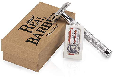 Original Rasierhobel Herren der Fitters Real Barber Collection mit Rasierklingen Made in Solingen ● sichere Nassrasur ● schwere Ausführung (Edelstahl)