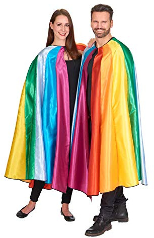 Andrea Moden - Regenbogen Cape für Erwachsene, Länge ca. 122 cm, Regenbogenfarben, Umhang, Mantel, Christopher Street Day, Motto Party Karneval