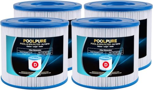 POOLPURE Filter Typ D ersetzt Summer Waves P57100102, P57000104, 4er-Pack | Summer Escapes Filter Ersatz für Typ D