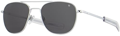 AO Original Pilot Sunglasses - Silver - True Color Gray AOLite Nylon Lenses - Bayonet Temple - Polarized - 52-20-140