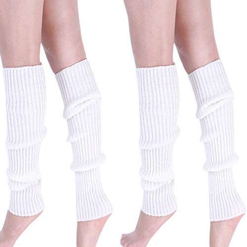 CHENGZI 2 paia di calze da donna a maglia per gambe, invernali e calde, per accessori per feste, bianco, Etichettalia unica