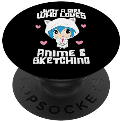 PopSockets Just a Girl Who Loves Anime And Sketching Funny Anime PopSockets Swappable PopGrip
