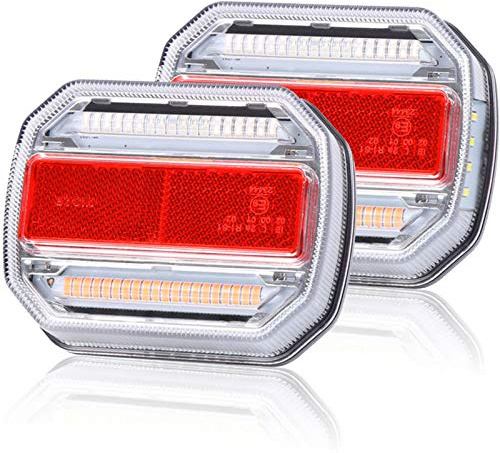 AGRISHOP 10-30V LED Rückleuchten für Anhänger, Rücklicht Anhänger Led , LED Anhänger Heckleuchten Dynamisch Sequentiell Fließend,mit Reflektor Wasserdicht für RV Wohnwagen Traktor LKW PKW mit E-Mark
