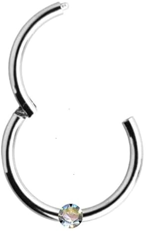 I CLICKER I Piercing Ohrring I Echter Diamant + 585 Gold Massiv Weißgold I 1,0 x 10 x 1,4 mm I Echteit des Artikels -wie beschrieben-wird hiermit garantiert I 44002-10 I