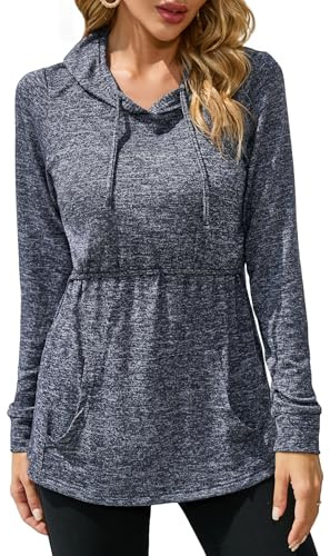 Sosolism amningstoppar vinter amning pullover huvtröja långärmad moderskap tröjor för kvinnor graviditet tröja, Mörkblått, XXL