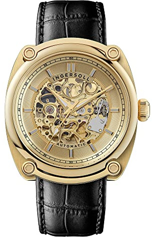 Ingersoll The Michigan Herren-Automatikuhr, 45 mm, mit offenem Herz-Zifferblatt und Lederarmband