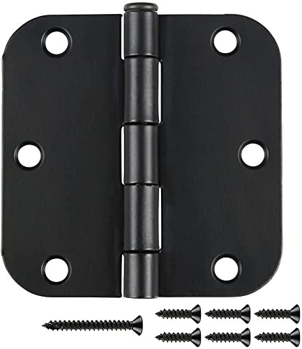 30 Pack Matte Black Interior Door Hinges Round 3.5 x 3.5 Inch 5/8Radius Heavy-Duty Mat Hinge for Doors Standard Bedroom Work Office Door Hardware Removable Pin,Farm,Shed,Gate,Greenhouse Vent Window