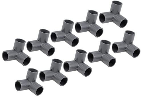 QUARKZMAN 10pcs 20mm ID PVC Conector 3 Vías de Esquina 90 Grados Codo Gris | T Conector de Tubería de Acoplamiento, Kit de Accesorios de Plomería PVC, para Tubería de Agua