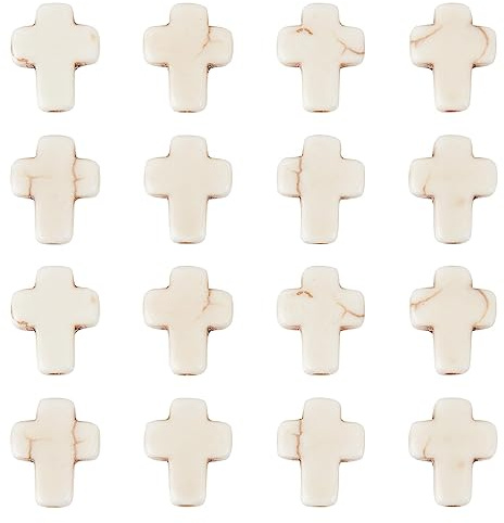 SUNNYCLUE 1 Caja 200 Piezas Cruz Blanca Perlas Turquesa Sintética Pequeñas Semipreciosas Piedra Espaciadoras Sueltas para la Fabricación de Joyas Kit de Abalorios Pulseras