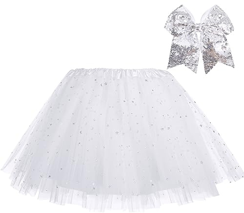 tanzdunsje Faldas de tutú para niñas de 3 Capas con Forro con Lazo para el Cabello, Falda de tutú para niños Ballet Rosa Negro Rojo Tutu para 2-8 años