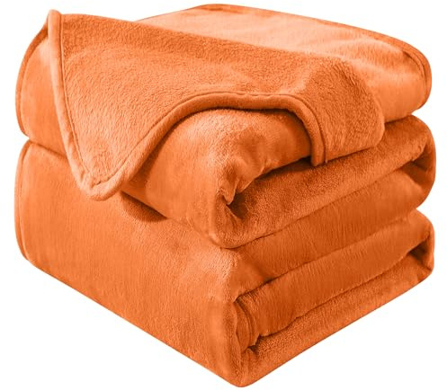 HOZY Kuscheldecke Flauschig Decke Fleecedecke - Kuscheldecke 220x240cm, Orange, XXL Fleecedecke Sofa Decken,Warm Wohndecke Couchdecke Hundedecke Sofadecke flauschig, Sofa überwurfdecke